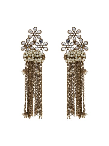 Antique Long Earrings in Mehendi finish - SCO9421