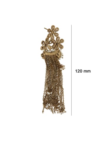Antique Long Earrings in Mehendi finish - SCO9421