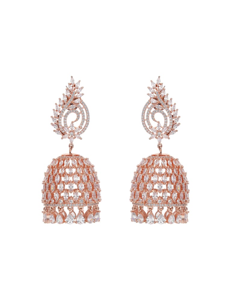 AD / CZ Jhumka Earrings in Rose Gold finish - PAD