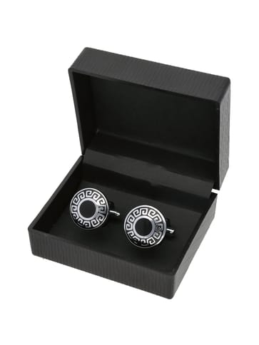Cufflinks in Black color and Rhodium finish - CNB21603