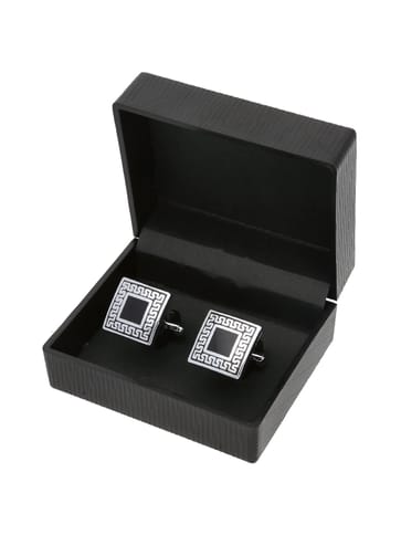 Cufflinks in Black color and Rhodium finish - CNB21604