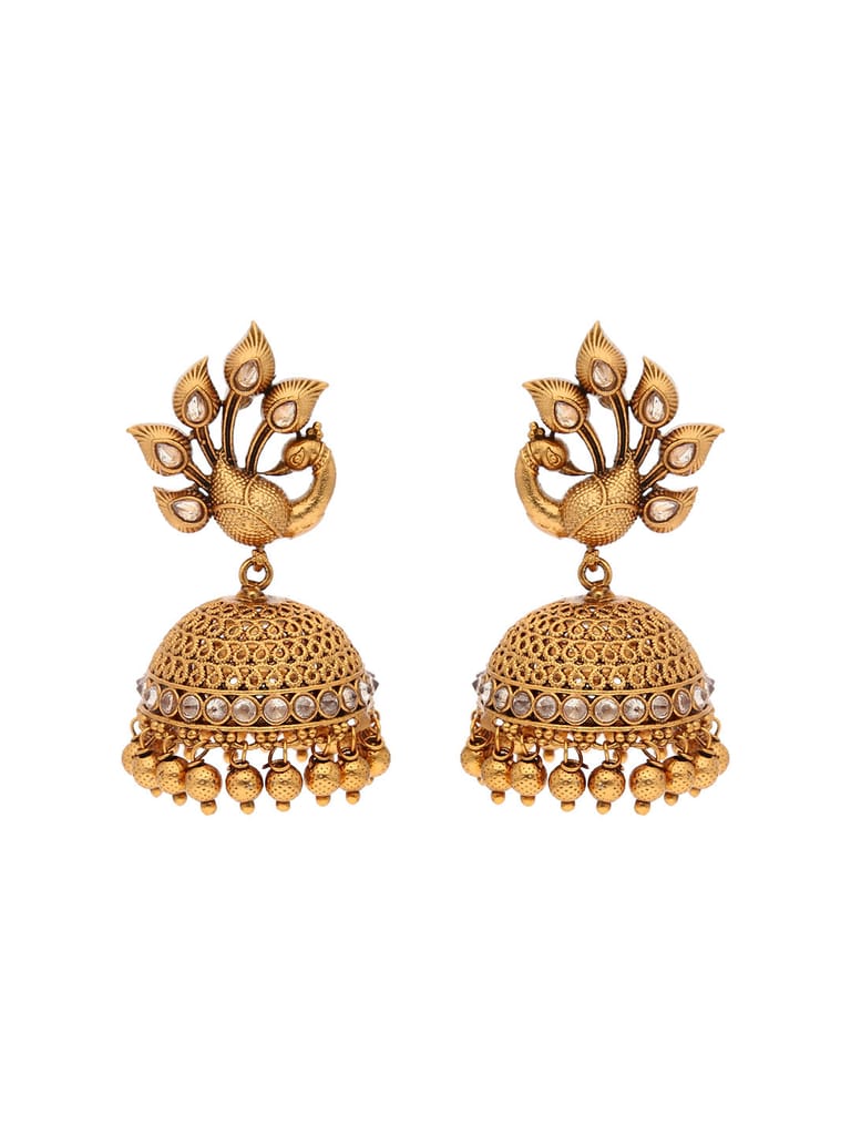 Traditional Jhumka Earrings in Gold finish - RHI5505