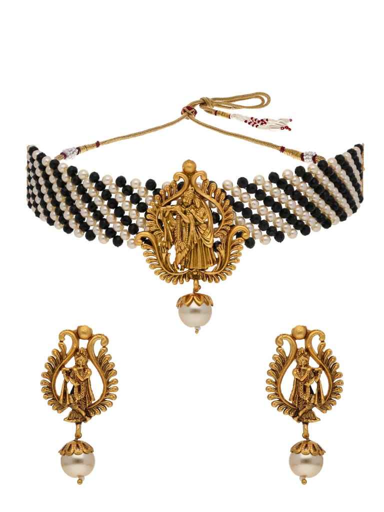 Temple Choker Necklace Set in Matt Gold finish - PRT2598