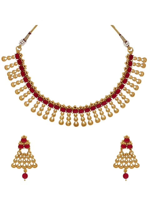 Antique Necklace Set in Gold finish - HEL1700
