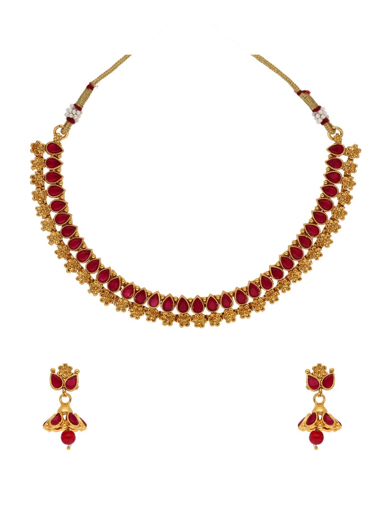 Antique Necklace Set in Gold finish - HEL1458