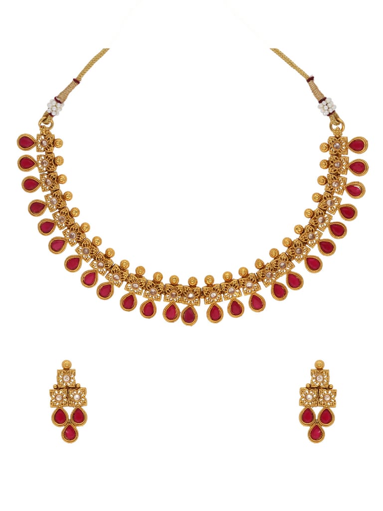 Antique Necklace Set in Gold finish - HEL1768