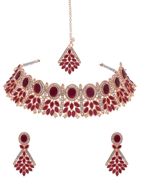 Traditional Necklace Set in Rose Gold finish - AVM823
