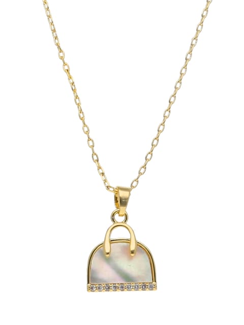 Western Pendant with Chain in Gold finish with MOP - CNB22467