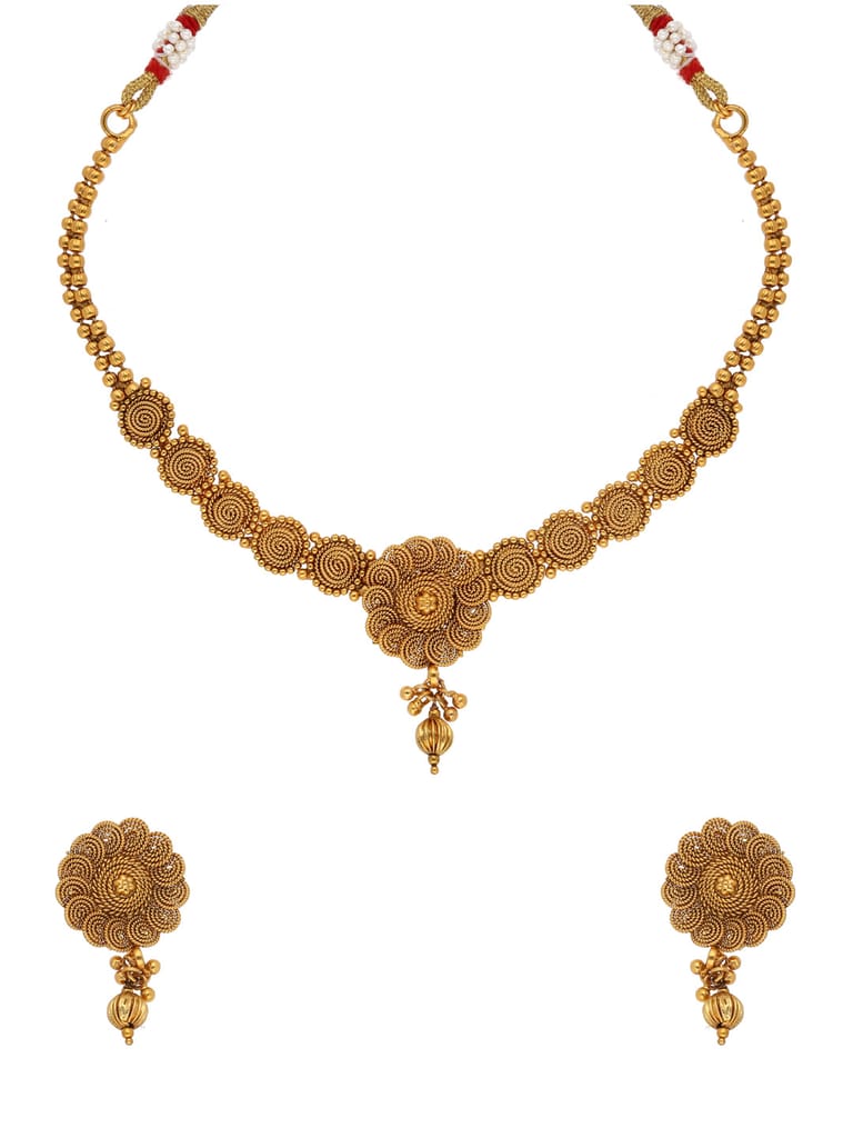 Antique Necklace Set in Gold finish - AMN24