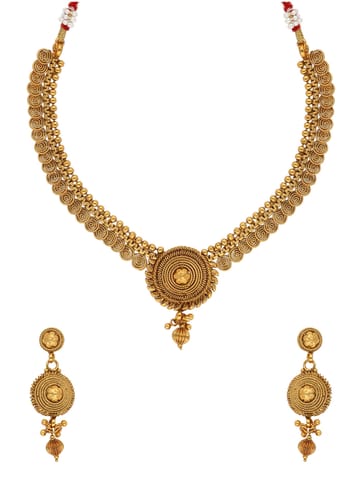 Antique Necklace Set in Gold finish - AMN33