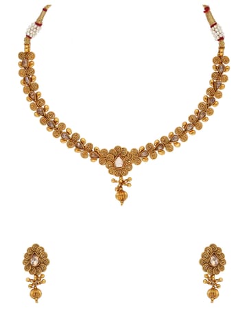 Antique Necklace Set in Gold finish - AMN57