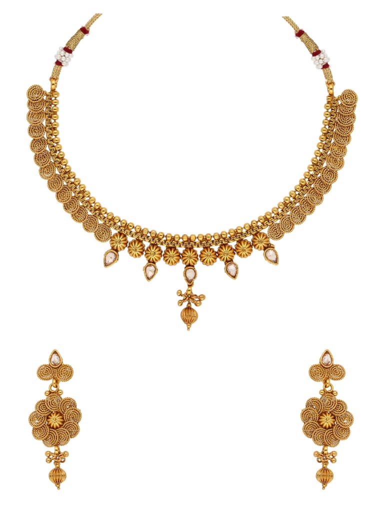 Antique Necklace Set in Gold finish - AMN56