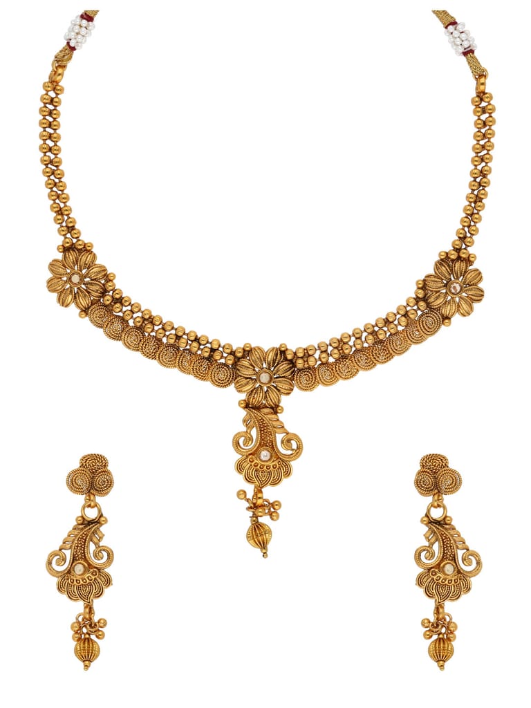Antique Necklace Set in Gold finish - AMN66