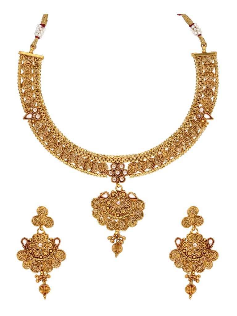 Antique Necklace Set in Gold finish - AMN68