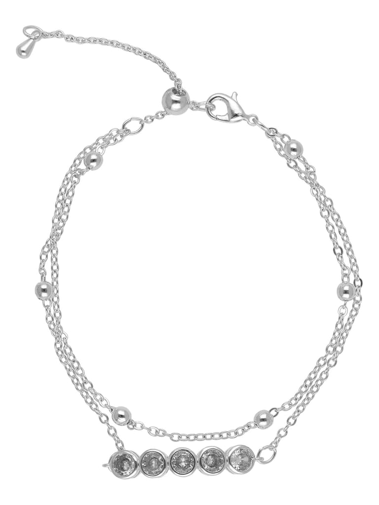 AD / CZ Loose / Link Bracelet in Rhodium finish - CNB23687