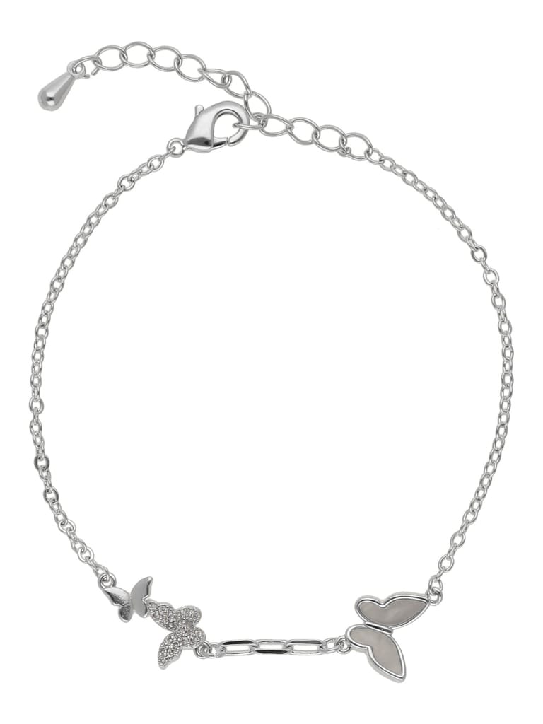 AD / CZ Loose / Link Bracelet in Rhodium finish with MOP - CNB23699