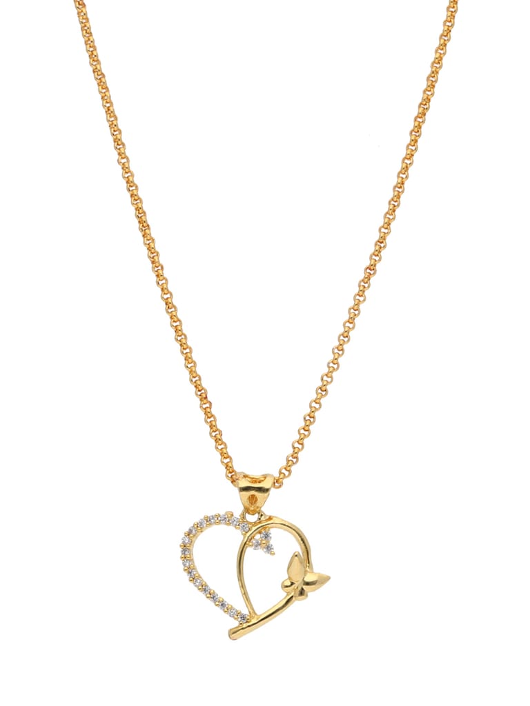 AD / CZ Heart Shape Pendant with Chain - PPP5064