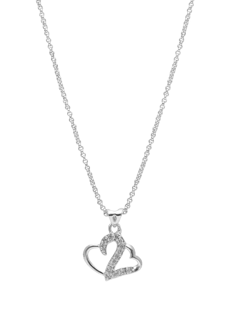 AD / CZ Heart Shape Pendant with Chain - PPP5026