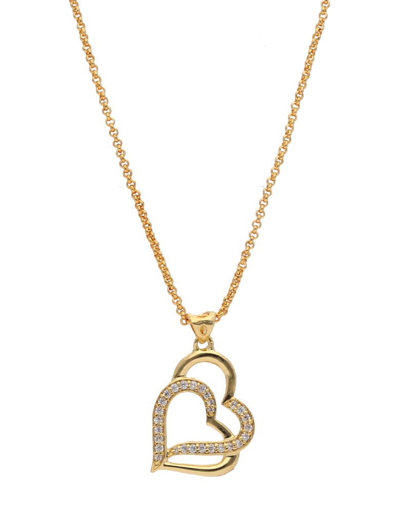 AD / CZ Heart Shape Pendant with Chain - PPP5016