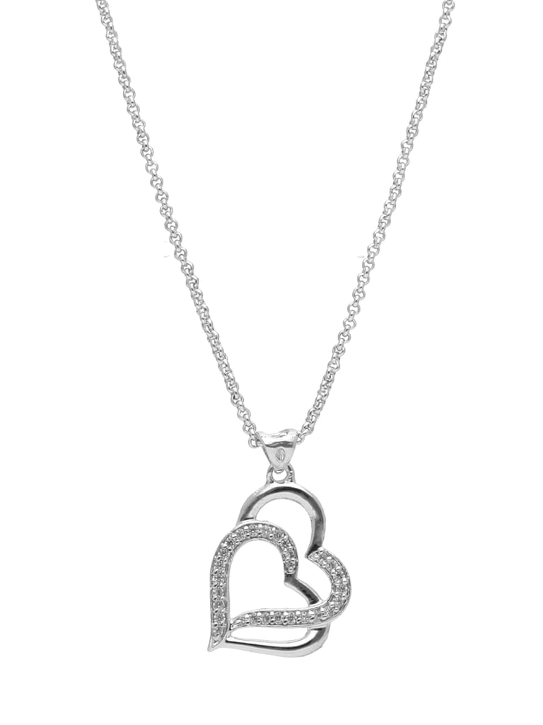 AD / CZ Heart Shape Pendant with Chain - PPP5016