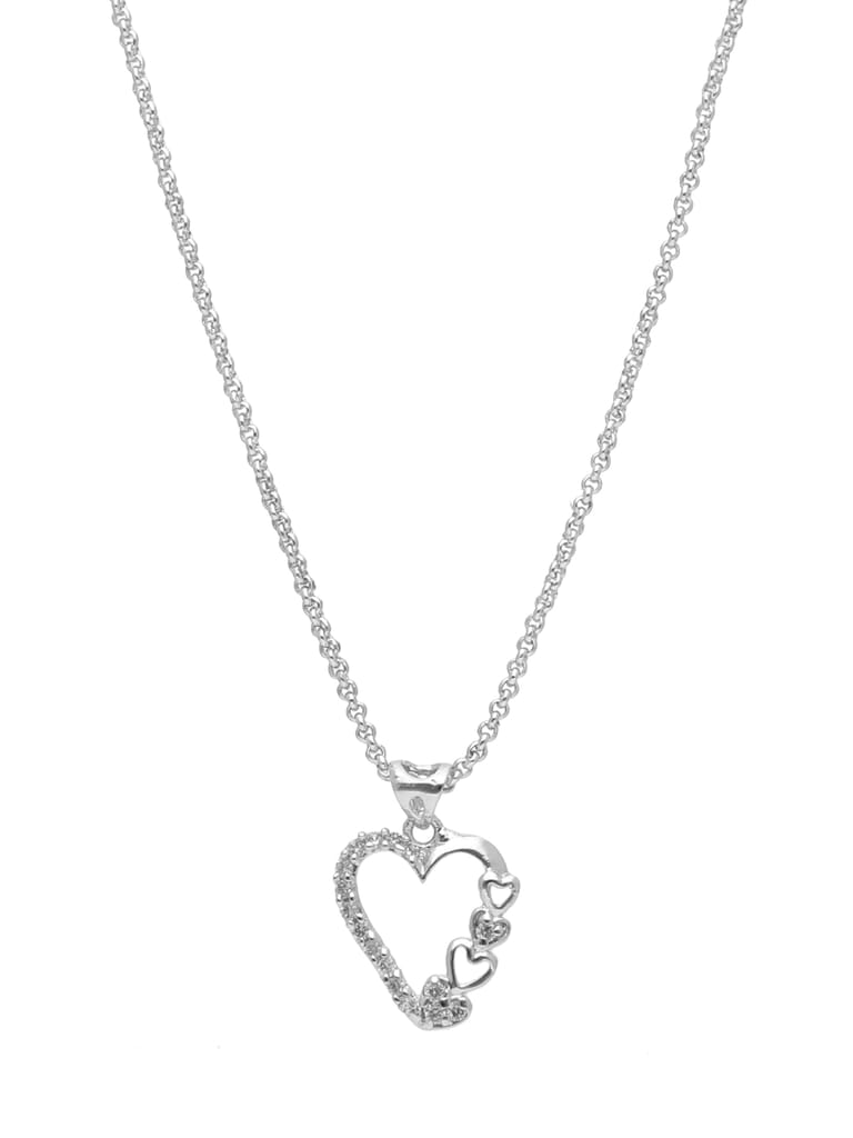 AD / CZ Heart Shape Pendant with Chain - PPP5011