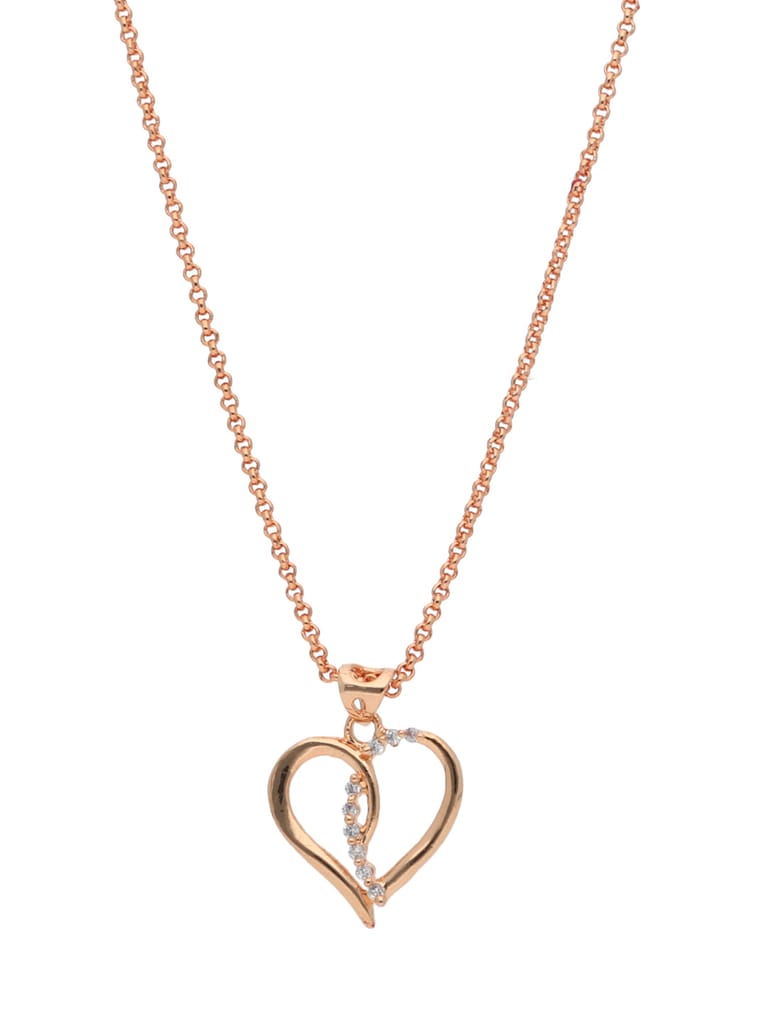 AD / CZ Heart Shape Pendant with Chain - PPP5054
