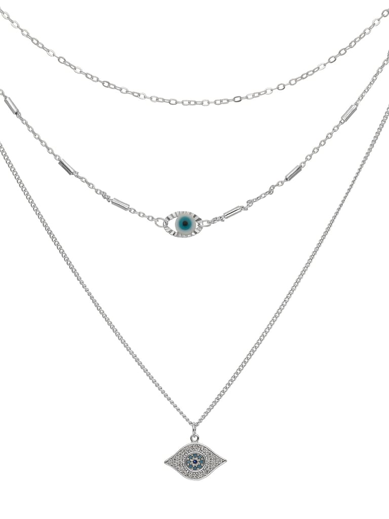 Evil Eye Pendant with Chain in Rhodium finish - CNB24278
