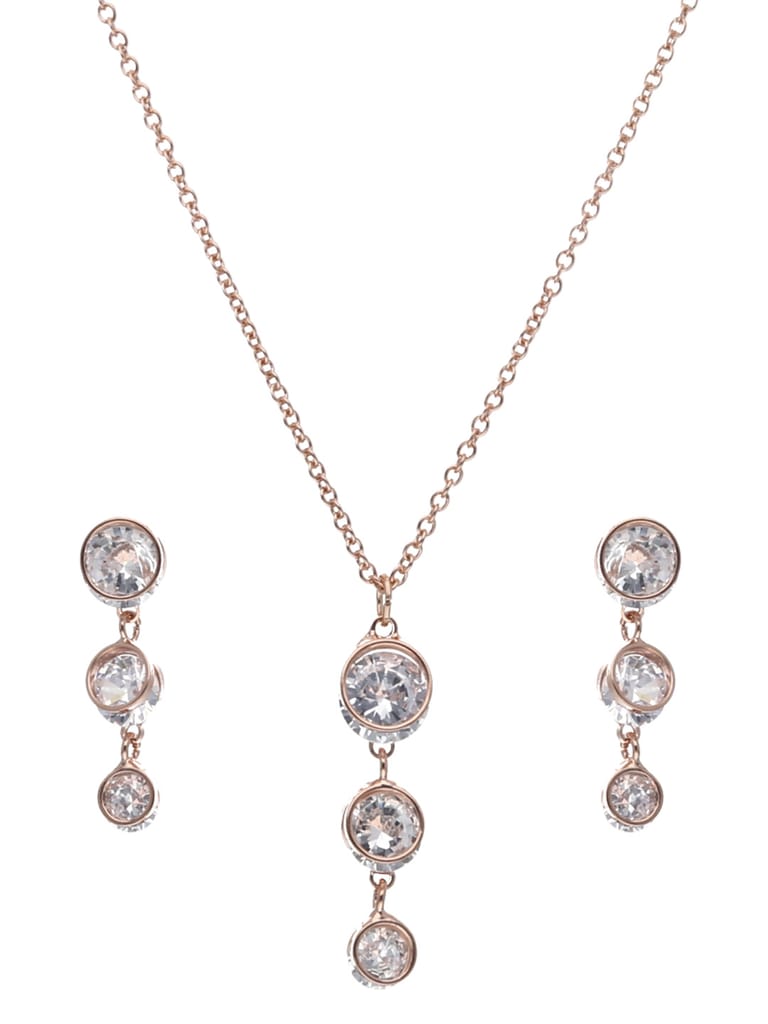 AD / CZ Pendant Set in Rose Gold finish - CNB24184