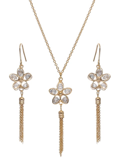 AD / CZ Pendant Set in Gold finish - CNB24187