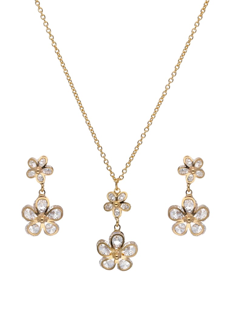 AD / CZ Pendant Set in Gold finish - CNB24190