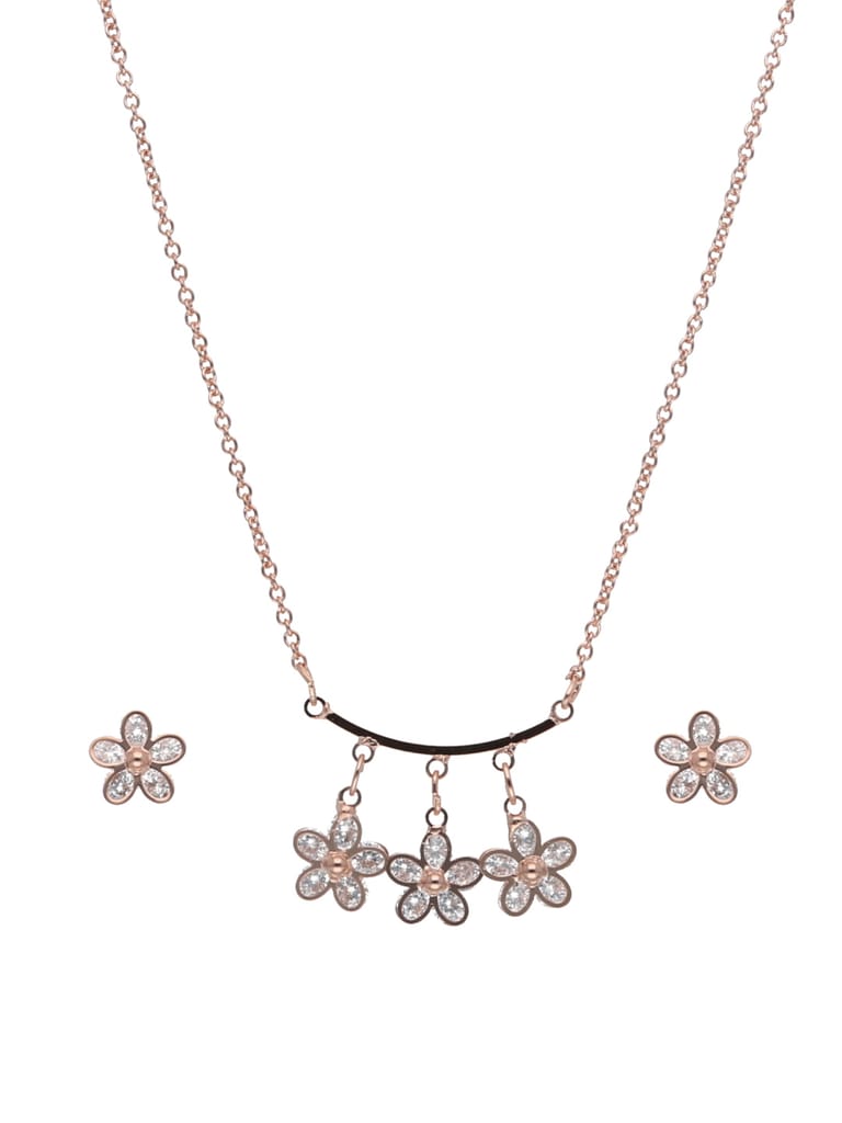 AD / CZ Pendant Set in Rose Gold finish - CNB24193