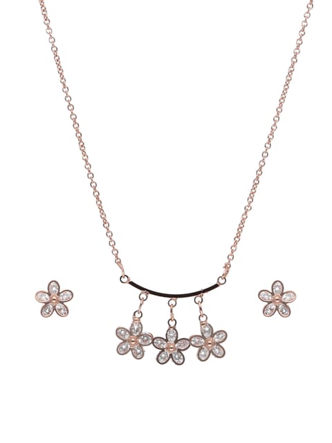 AD / CZ Pendant Set in Rose Gold finish - CNB24193