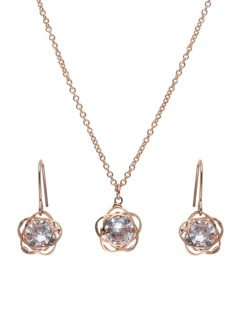 AD / CZ Pendant Set in Rose Gold finish - CNB24197