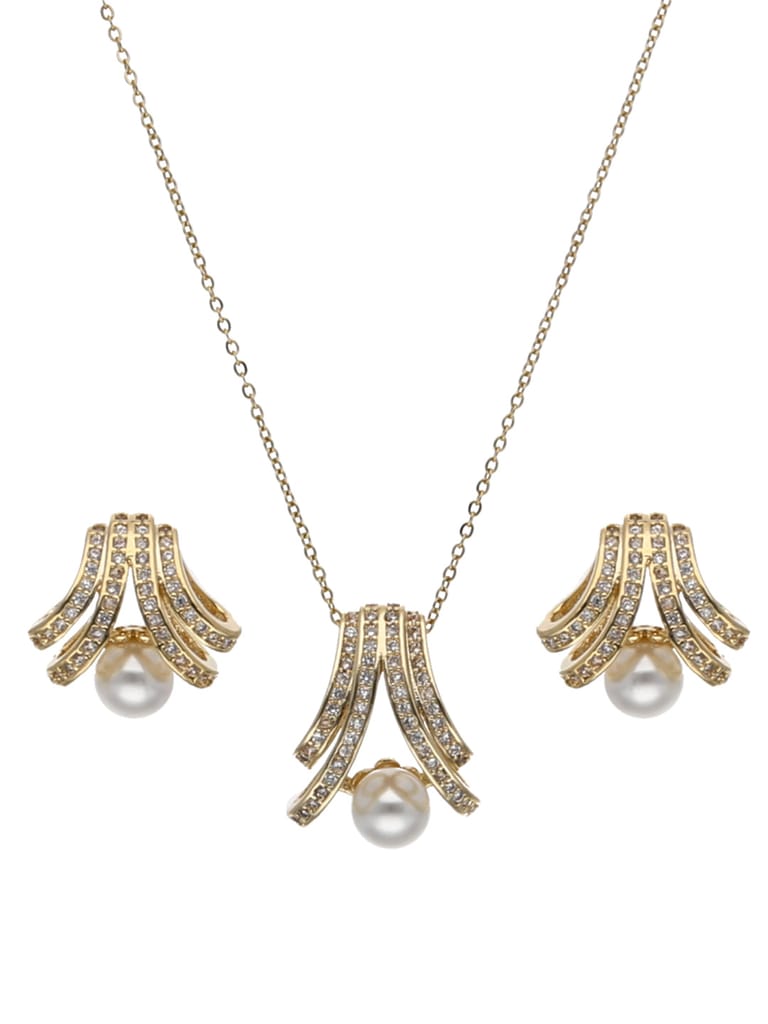 AD / CZ Pendant Set in Gold finish - CNB24198