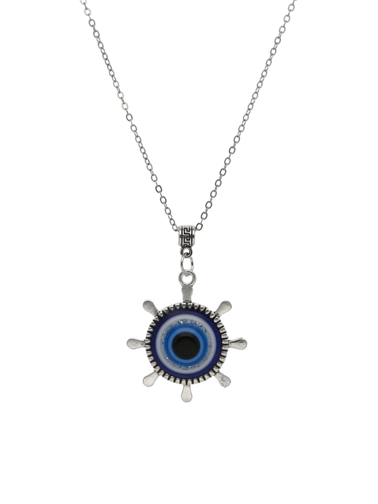 Evil Eye Pendant with Chain in Rhodium finish - WWA