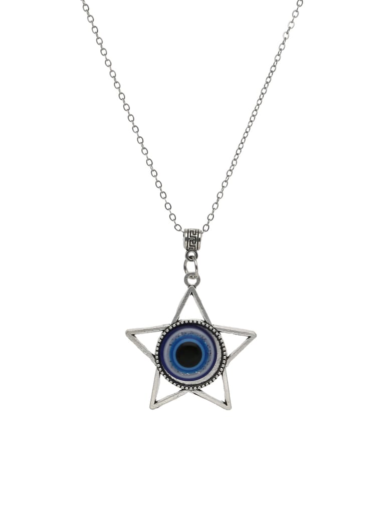Evil Eye Pendant with Chain in Rhodium finish - CNB24335