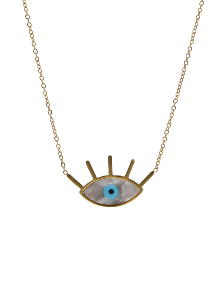 Evil Eye Pendant with Chain in Gold finish with MOP - WWA