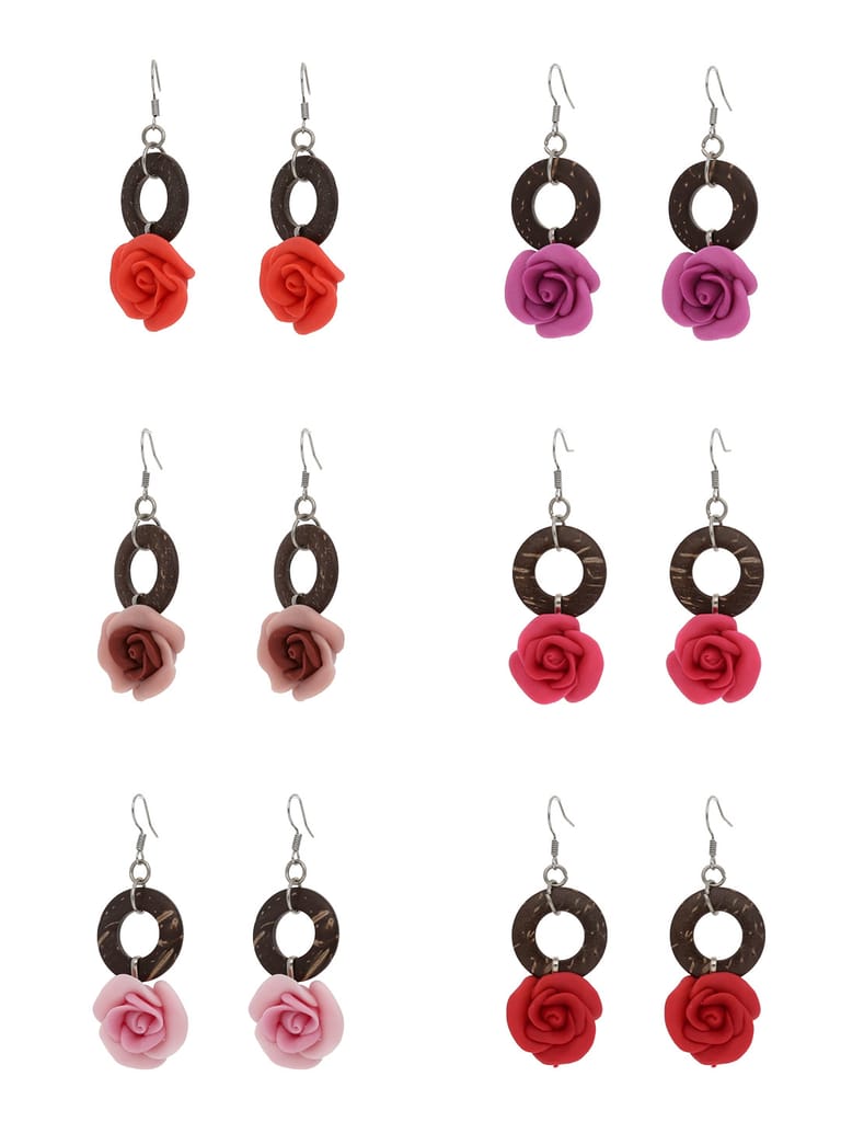 Floral Dangler Earrings in Assorted color - CNB24422