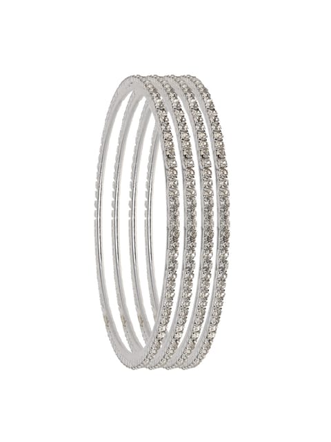 Stone Bangles in Silver finish (6 No) - RHB6SIWH