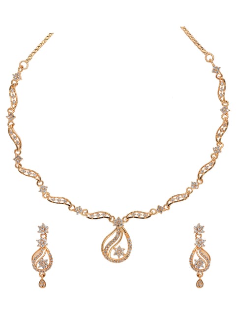 AD / CZ Necklace Set in Rose Gold finish - RRM30112