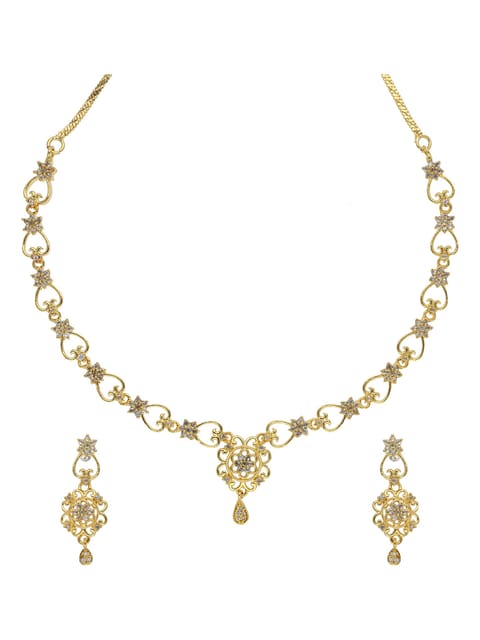 AD / CZ Necklace Set in Gold finish - RRM30106