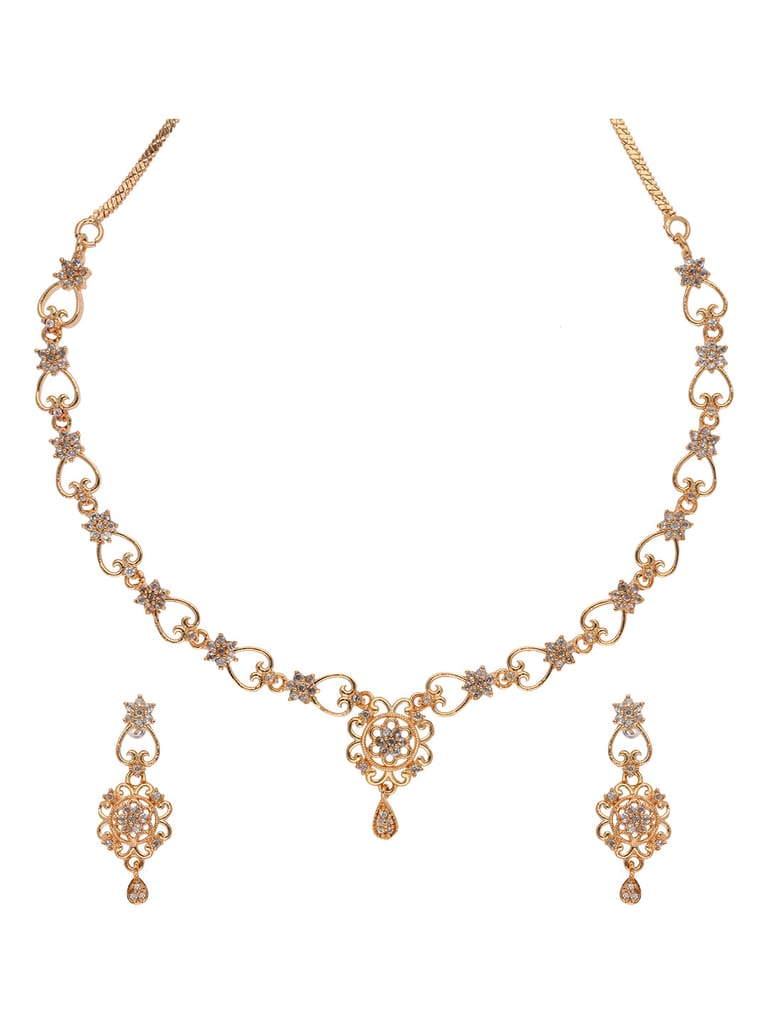 AD / CZ Necklace Set in Rose Gold finish - RRM30106
