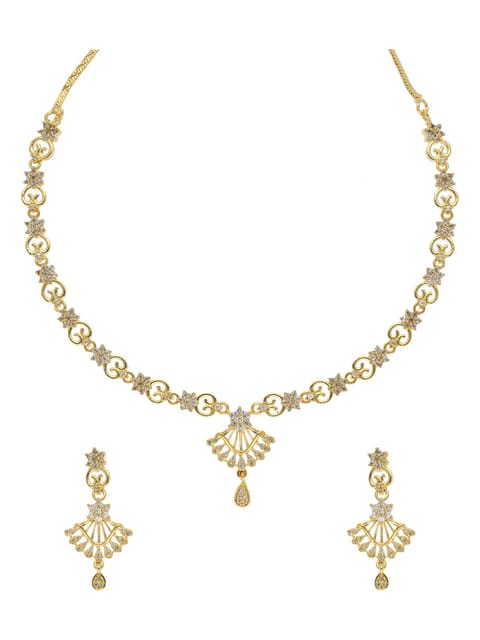 AD / CZ Necklace Set in Gold finish - RRM30115
