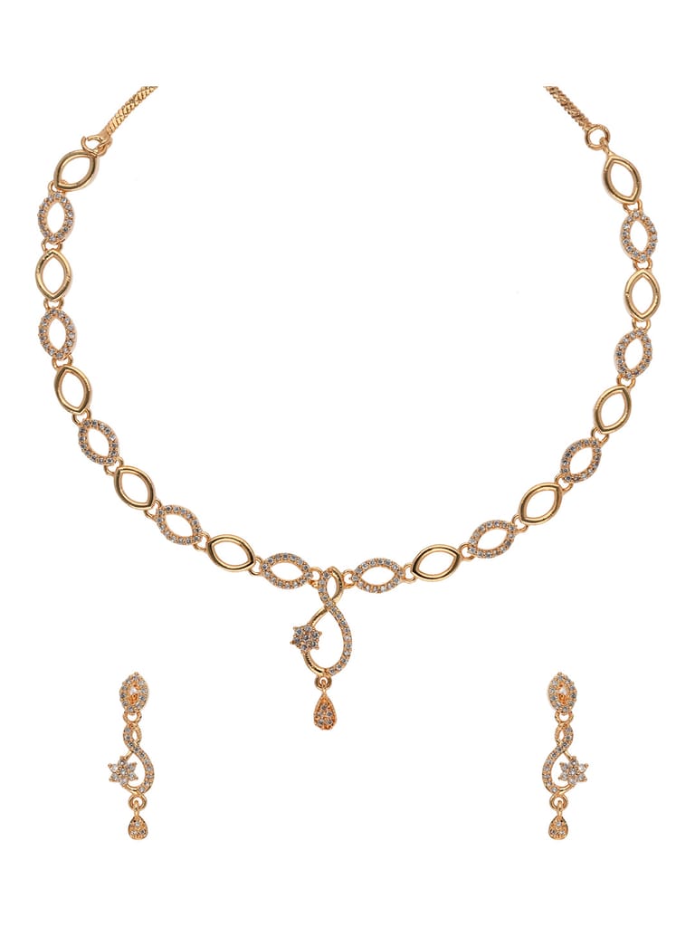 AD / CZ Necklace Set in Rose Gold finish - RRM30111
