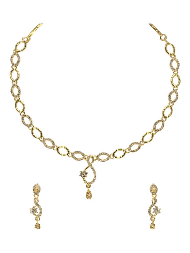 AD / CZ Necklace Set in Gold finish - RRM30111