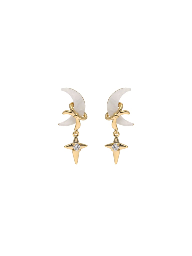 AD / CZ Dangler Earrings in Gold finish - CNB24933