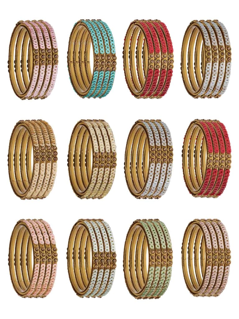 Antique Bangles in Assorted color and Mehendi finish - VAX2100