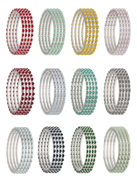Crystal Bangles in assorted colors and pack of 12 - CNB3066