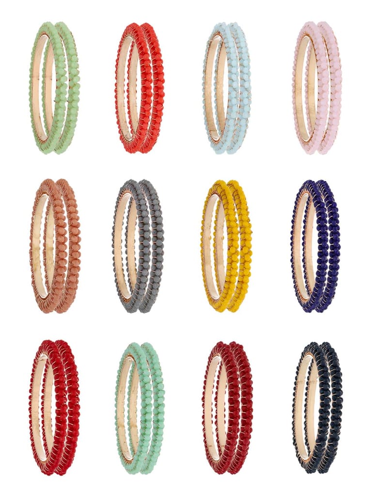 Crystal Bangles in assorted colors and pack of 12 - CNB3450