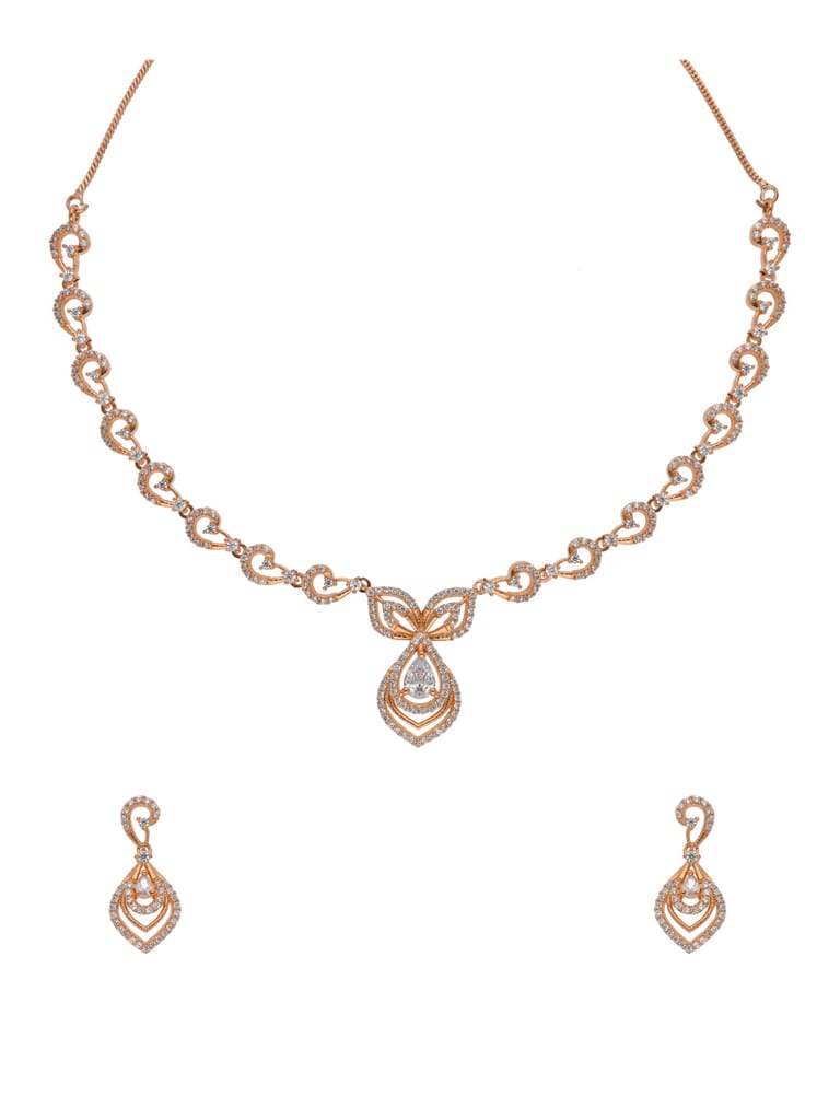AD / CZ Necklace Set in Rose Gold finish - RRM60166